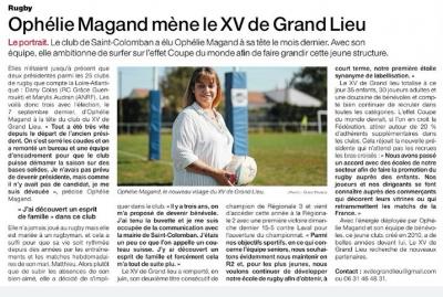 05/10/2023 - Ophelie Magand mène le XV de Grand Lieu