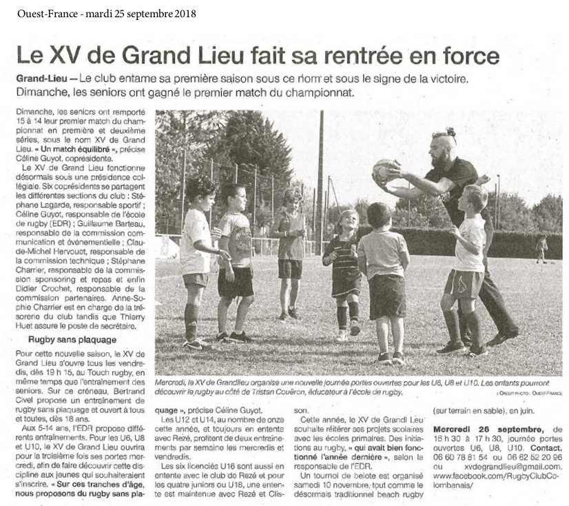 Ouest France 25-09-2018